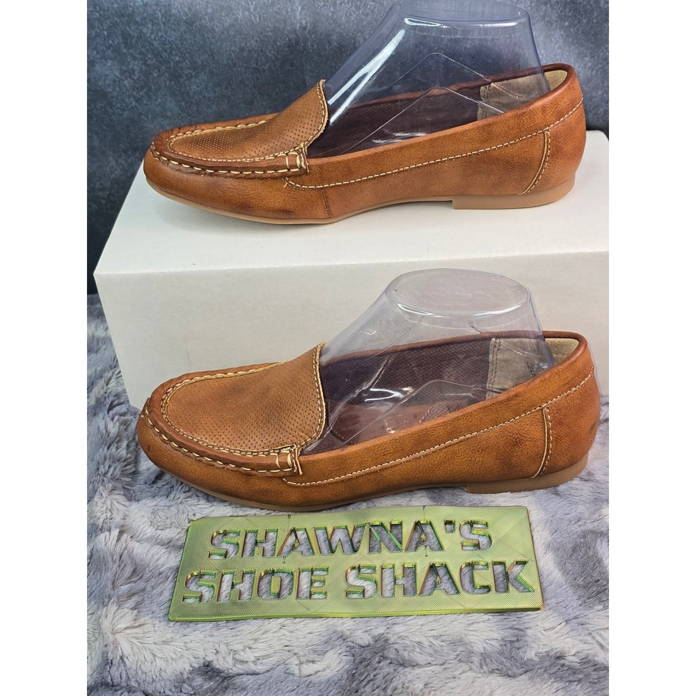 NWOT b.o.c. Loafers Brown Perforated Moc Toe Slip On Shoes Women 7.5
